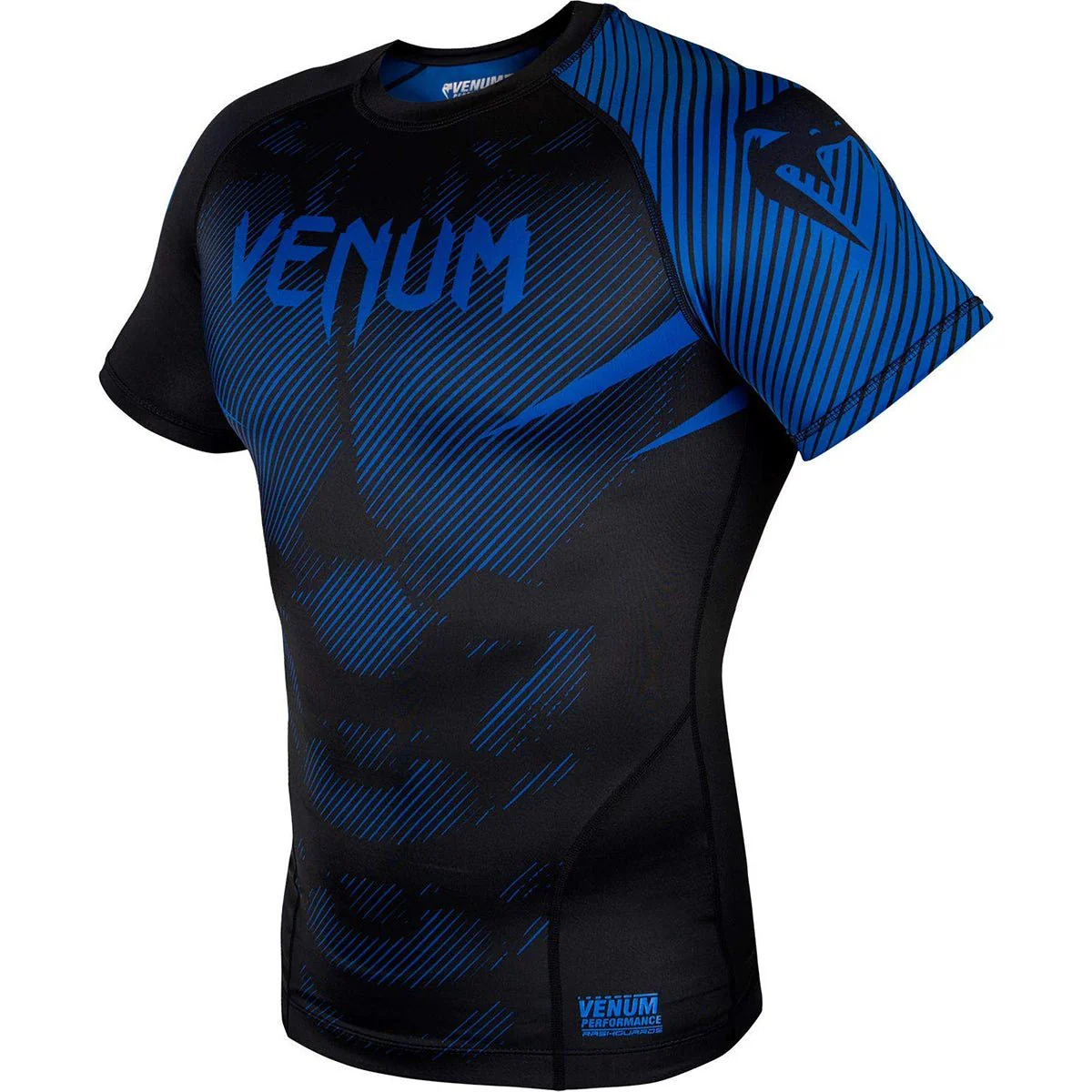 Venum No-Gi 2.0 Short Sleeve MMA Compression Rashguard - Black/Blue - Image 2