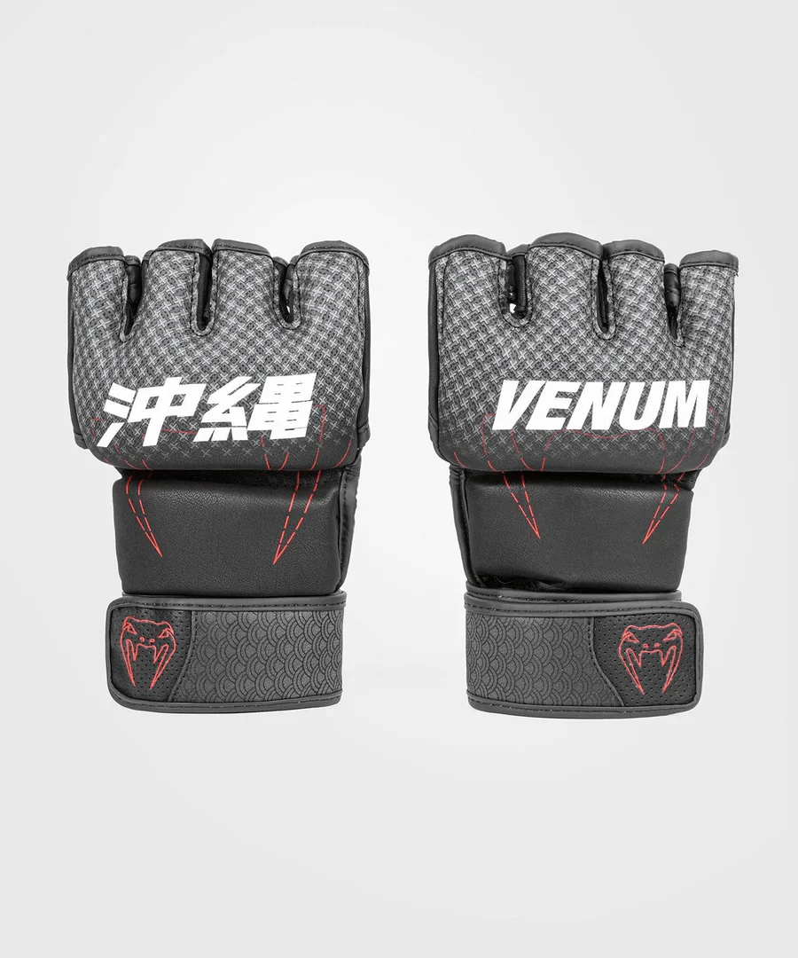 Venum Okinawa 3.0 Hook and Loop MMA Gloves - Black/Red