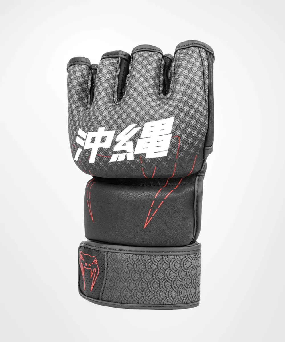 Venum Okinawa 3.0 Hook and Loop MMA Gloves - Black/Red - Image 2