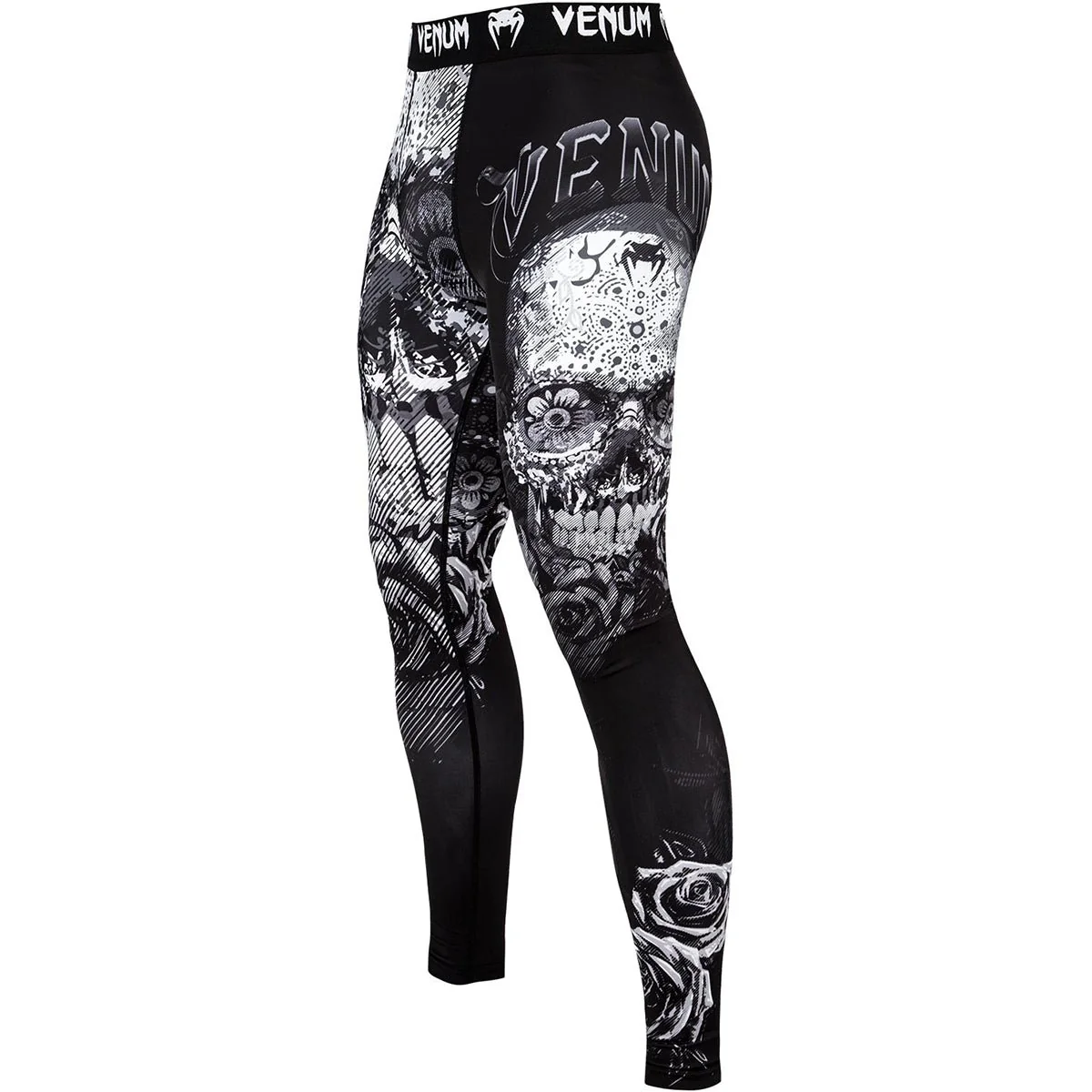Venum Santa Muerte 3.0 Dry Tech Compression Spats - Black/White - Image 2