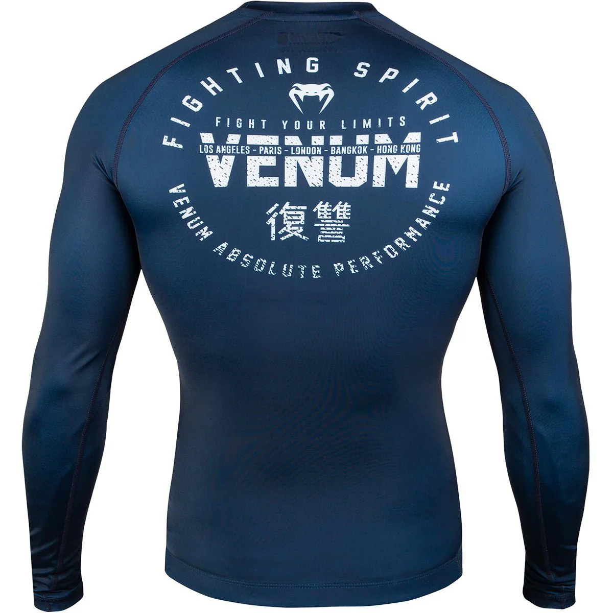 Venum Signature Long Sleeve Compression Rashguard - Navy Blue/White - Image 2