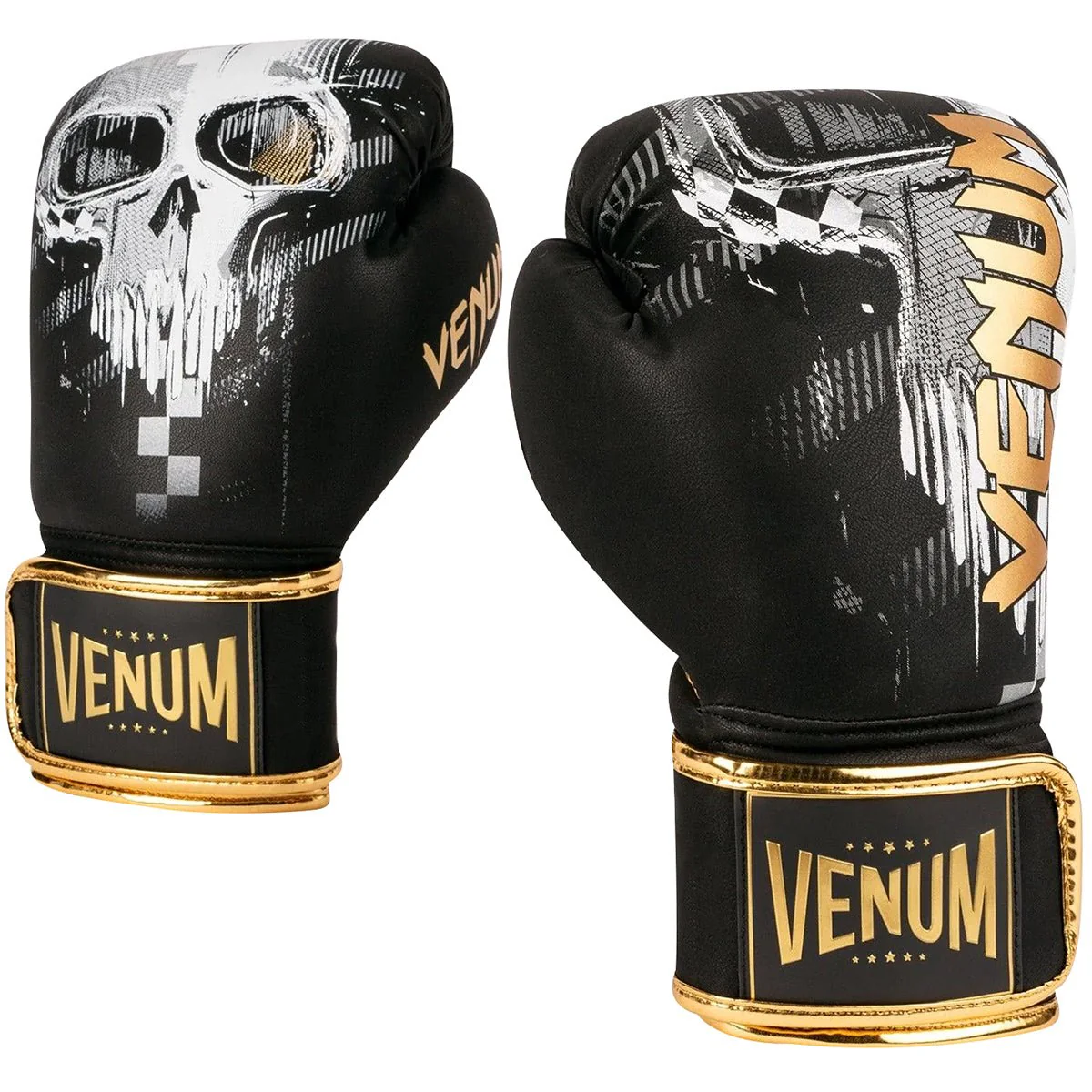 Venum Skull Hook and Loop Boxing Gloves - Black