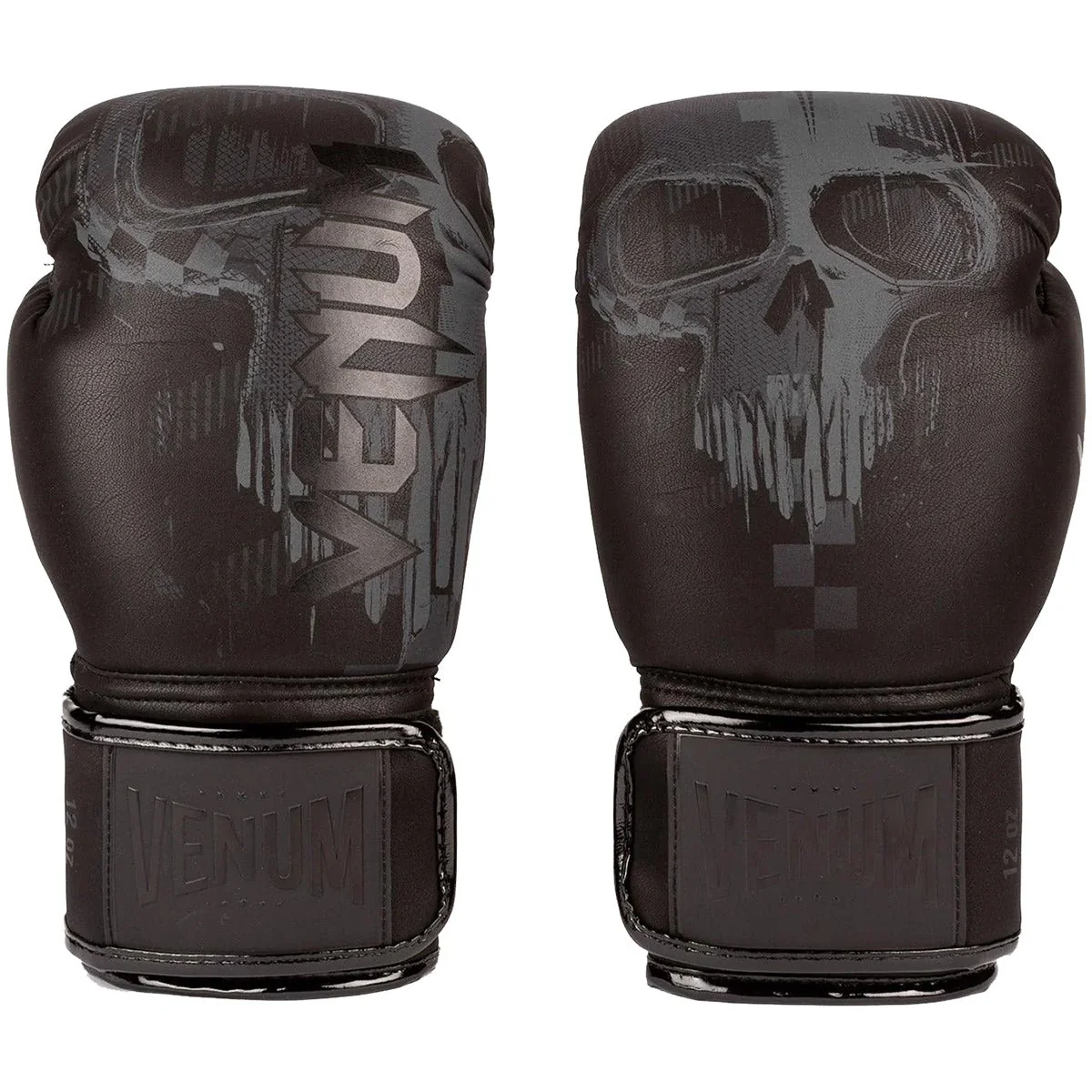 Venum Skull Hook and Loop Boxing Gloves - Black/Black - Image 2
