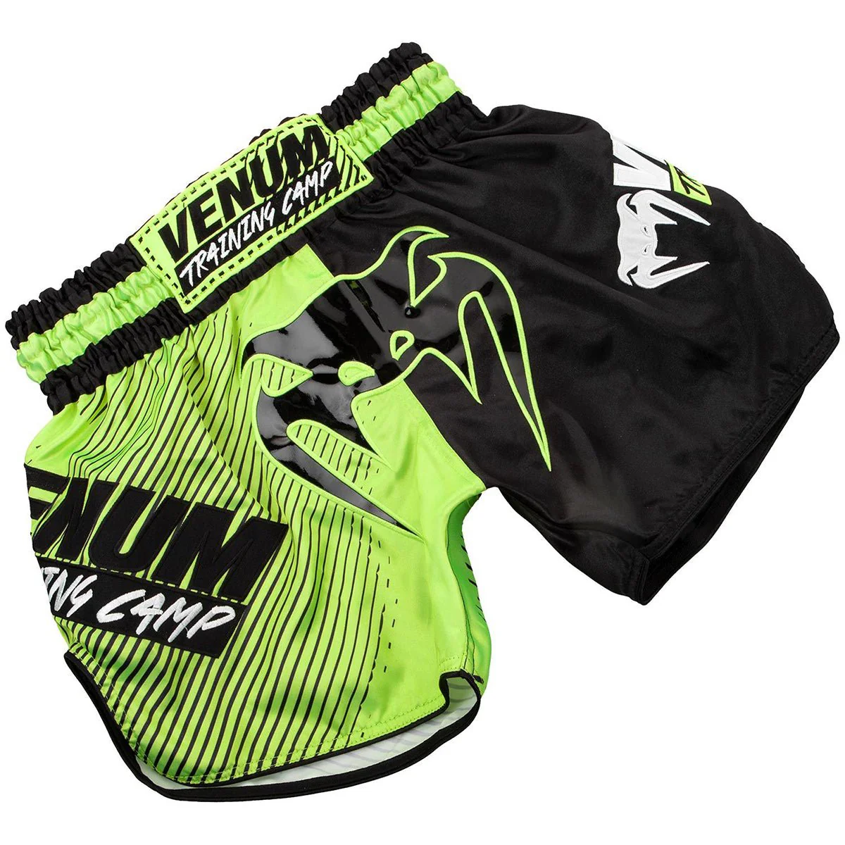 Venum Training Camp Muay Thai Shorts - Black/Neo Yellow - Image 3