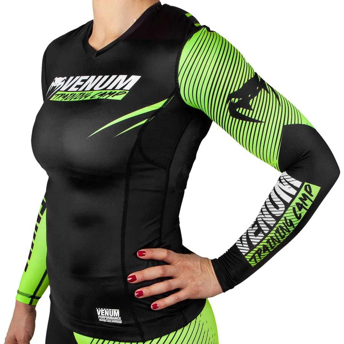 Venum Women's Training Camp 2.0 Long Sleeve Rashguard - Black/Neon Yellow