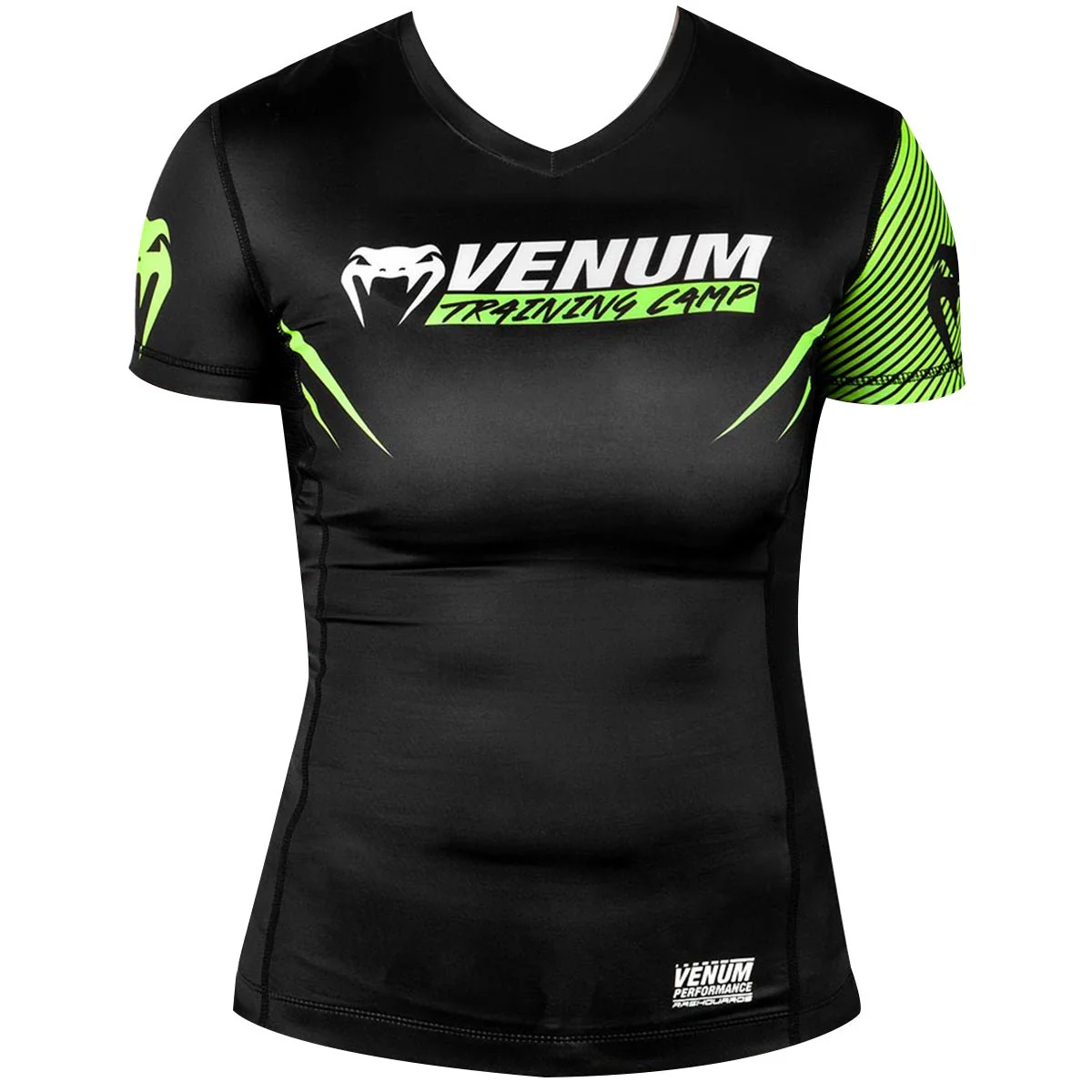 Venum Women's Training Camp 2.0 Short Sleeve Rashguard - Black/Neon Yellow
