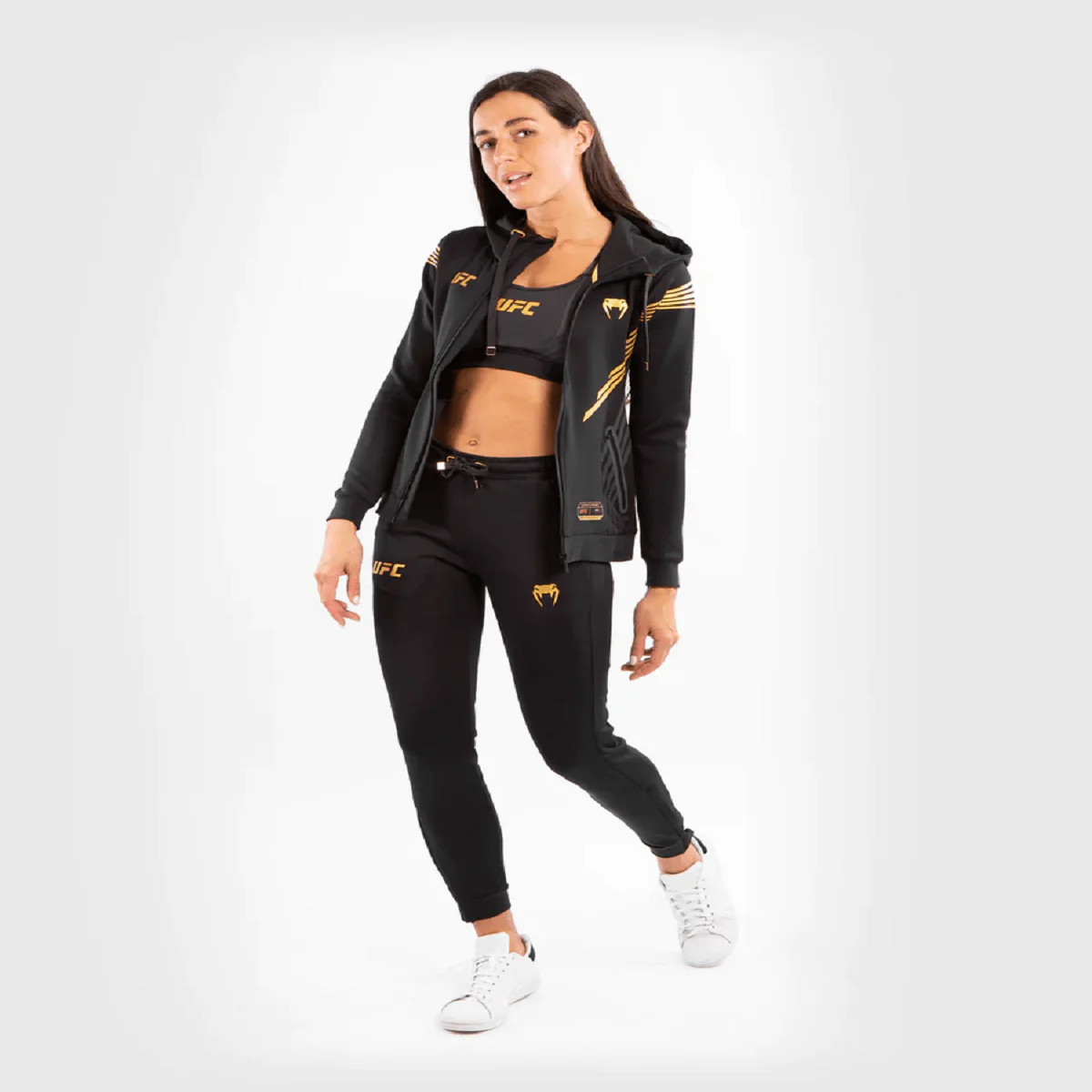 Venum Women's UFC Authentic Fight Night Walkout Sweatpants - Black/Gold - Image 10