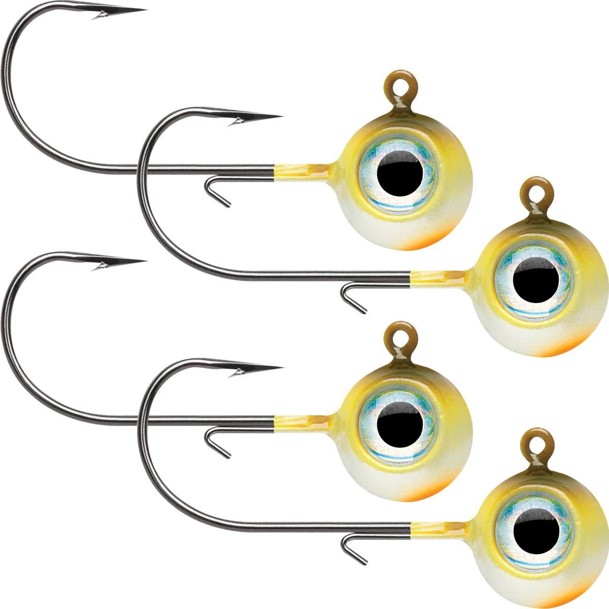 VMC Neon Moon Eye 1/4 Oz. 3D Holographic Jig - 4 Pack - Yellow Perch