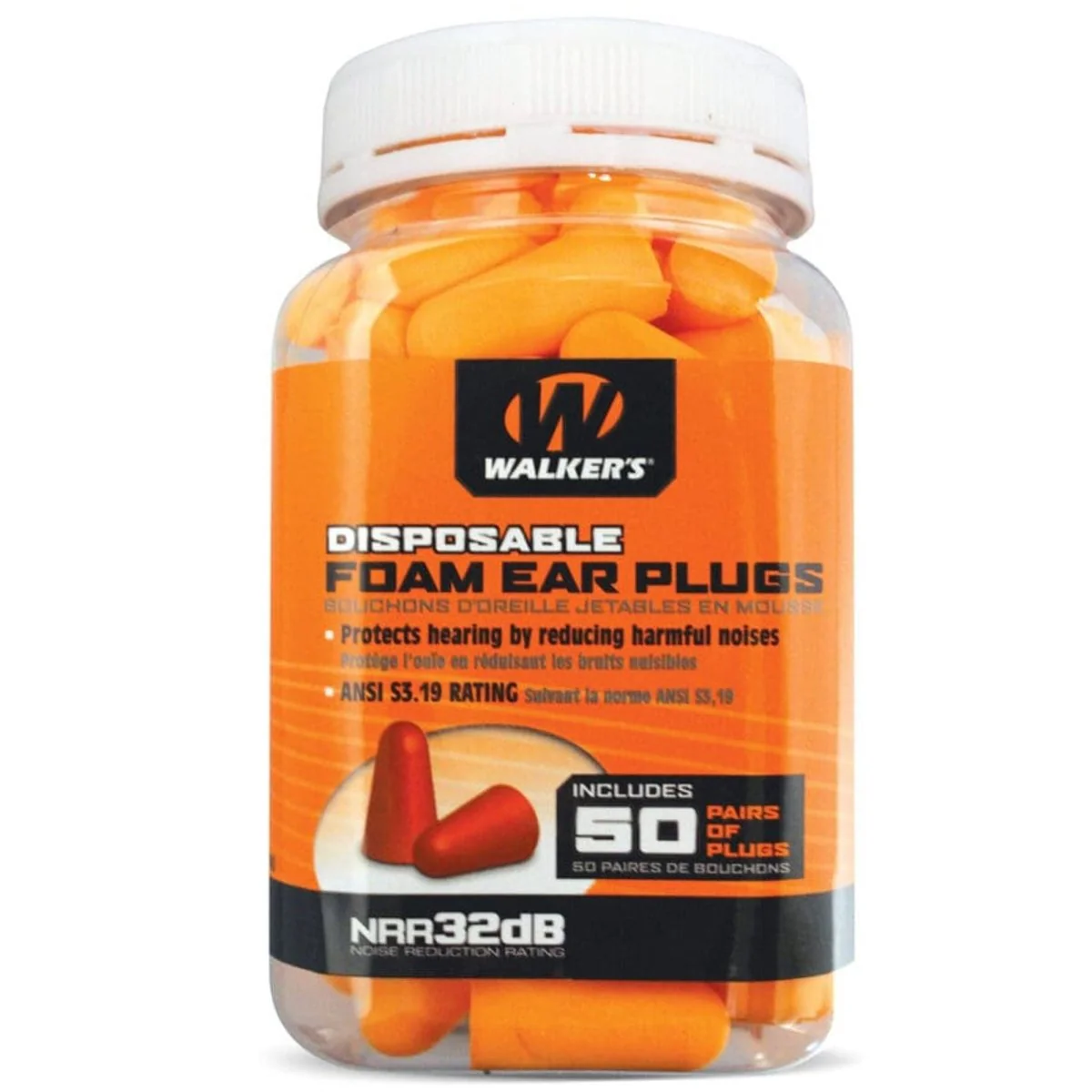 Walker's - Foam Ear Plugs - 50 Pair Jar - Image 3