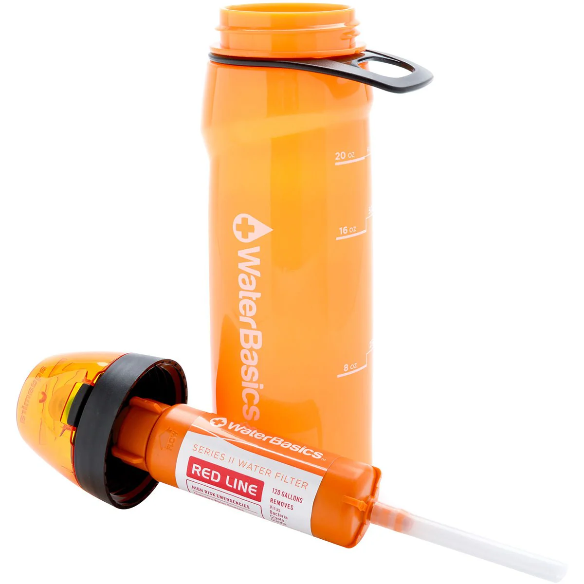 WaterBasics 22 oz. RED Line Emergency Filter Water Bottle with Extra Filter - Image 3