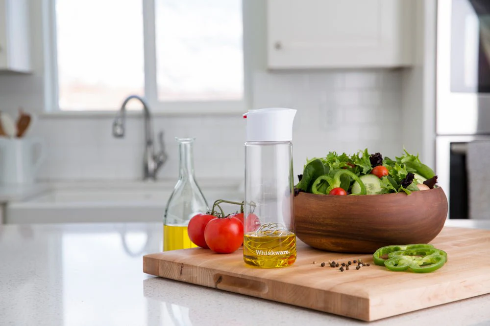 Whiskware Glass Salad Dressing Shaker with BlenderBall Wire Whisk - White/Red - Image 9