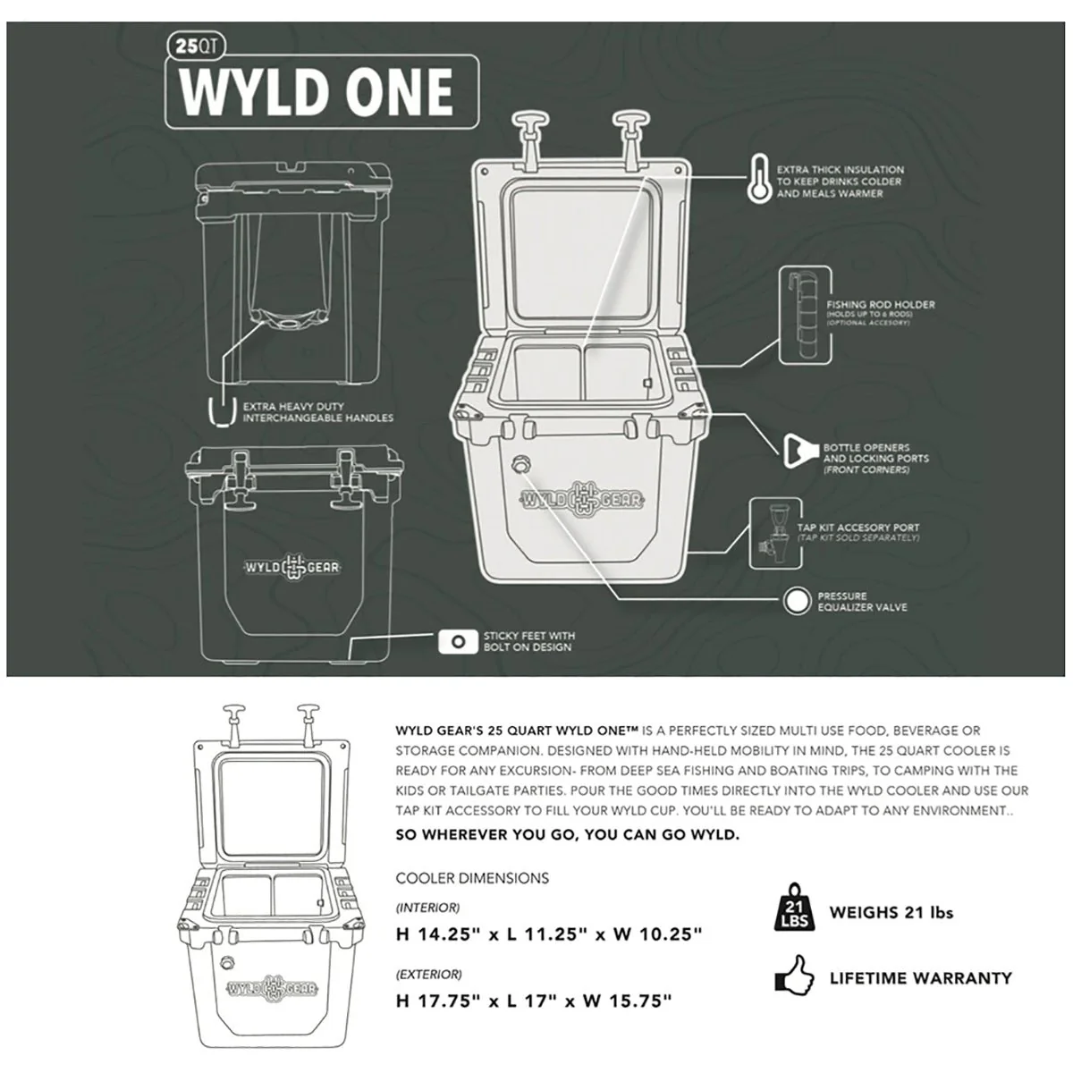 Wyld Gear 25 Quart Wyld One Hard Cooler - White/Grey - Image 6