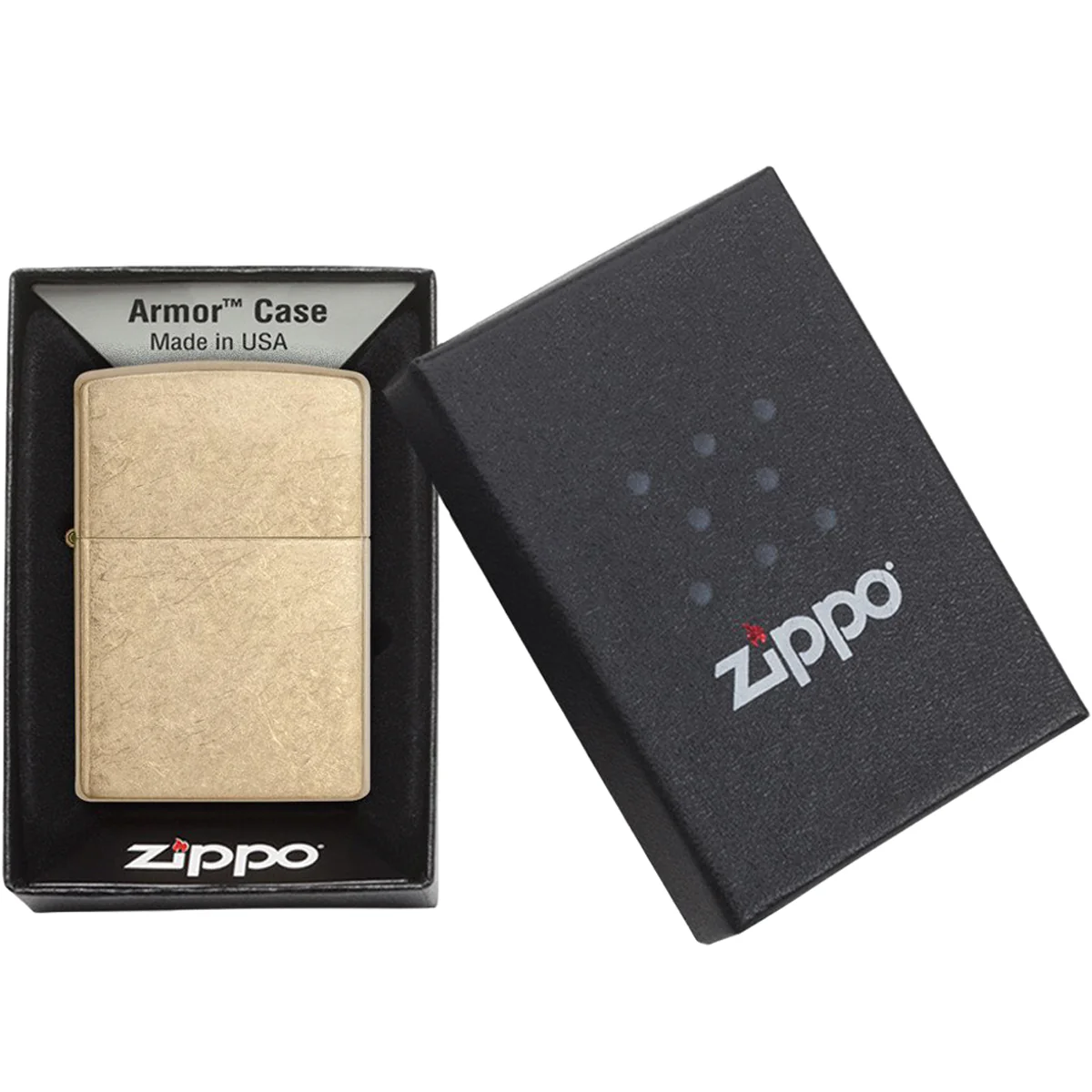 Zippo Armor Case Tumbled Brass Windproof Pocket Lighter - Image 4