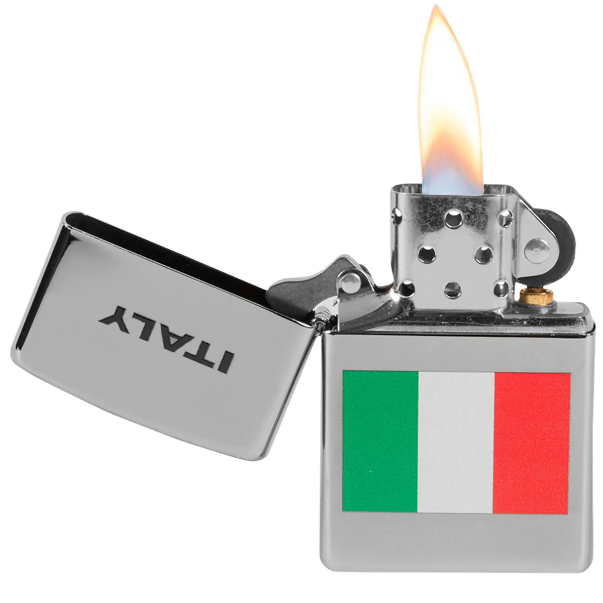 Zippo Italian Flag High Polished Chrome Windproof Pocket Lighter - Image 3