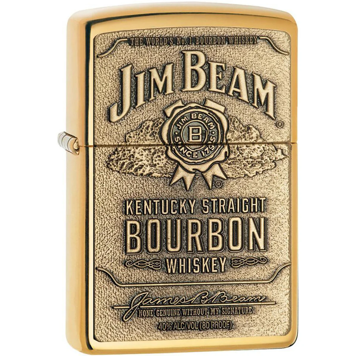 Zippo Jim Beam Brass Emblem Pocket Lighter