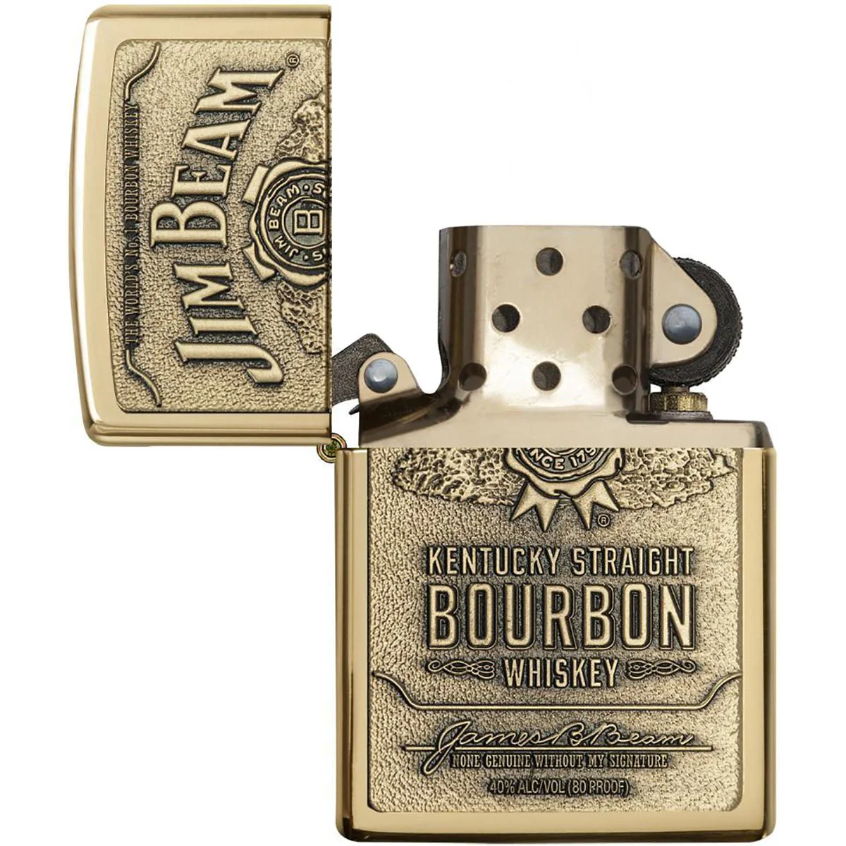 Zippo Jim Beam Brass Emblem Pocket Lighter - Image 3