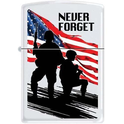 Zippo Never Forget White Matte Pocket Lighter