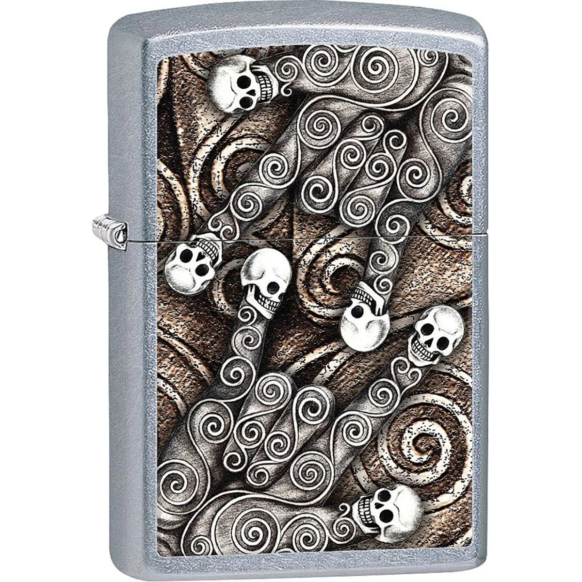 Zippo Rocker Skull Scroll Hands Street Chrome Pocket Lighter
