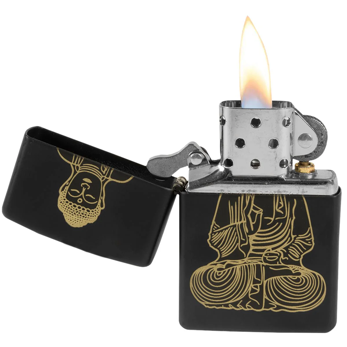Zippo "The Enlightened One" Buddha Black Matte Windproof Pocket Lighter - Image 3